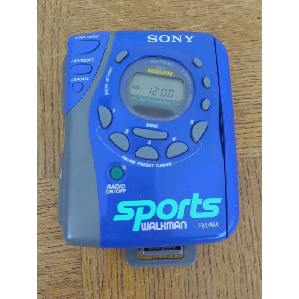 Sony Walkman WM-FS493 Sports Blue Cassette Player - New‎ Belt - Reconditioned